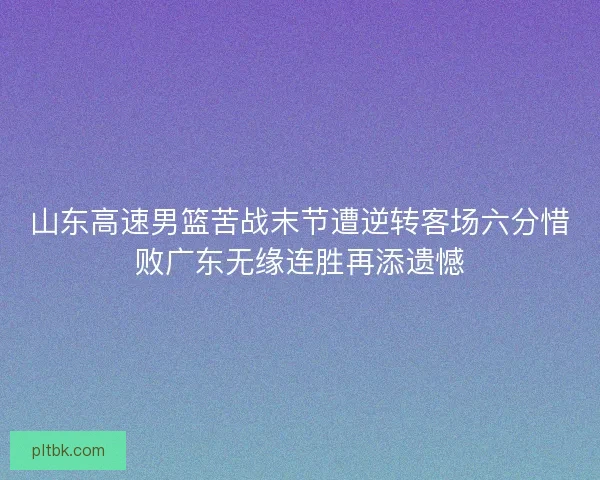 山东高速男篮苦战末节遭逆转客场六分惜败广东无缘连胜再添遗憾